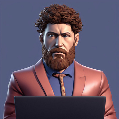 Businessman with Laptop 3d character design graphic design illustration person vector