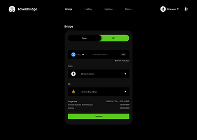 Cryptocurrency Token Bridge design ui ux