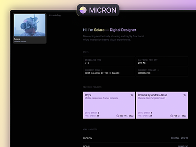 MICRON x FRAMER TEMPLATE clean design framer minimal template ui ux web design website