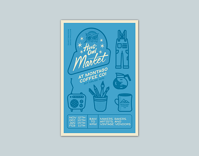 Hootowl Market Poster branding community design graphic design illustration logo marketing montana poster procreate vintage