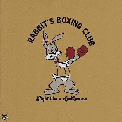 Rabbit gentlelmen badge boxing cartoon design illustration logo rabbit retro vector