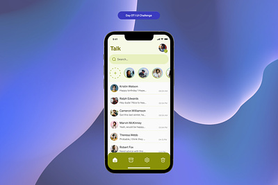 Day 07 I UI Challenge I Chat screen app avatars chat screen graphic design green visual messages ui ui challenge ui design ui interface