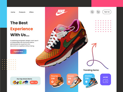 Nike Shoes Landing Page UI design. design designer homepage interfacedesign landingpage landingpagedesign productdesign prototype template ui uidesign uiux userexperience userinterface ux uxdesign webdesign webpage website wireframe