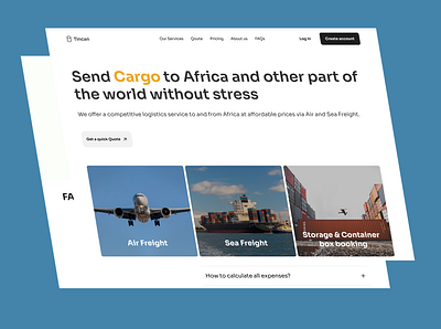 Tincan_ Landing page for a logistics company design loistics ui
