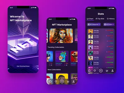 NFT Collectables Trading Ui Design app design graphic design nft nft collectables app trading app ui ui design uiux