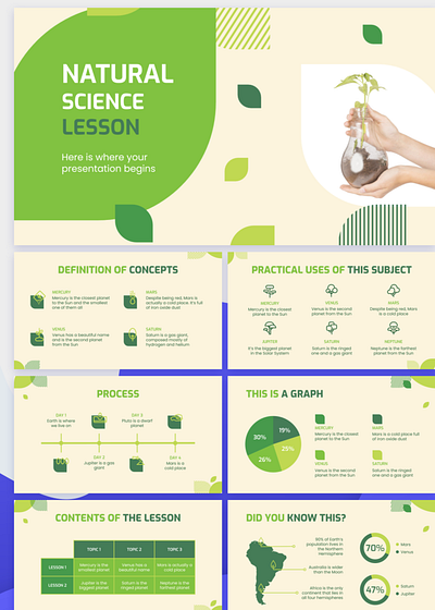 Creative science lesson presentation design graphic design illustration ppt pr presentation science