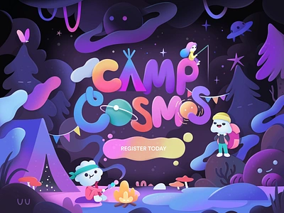 Camp Cosmos Registration abstract cartoon character concept design illustration logo vector zutto