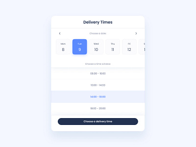 Select Delivery Time Modal components design interaction interactive interface mobile modal time ui ux uidesign web design