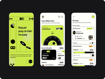Equepay: Bill Splitting App appdesign dashboard illustration mobile design uidesign