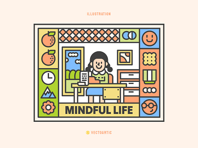 Mindful Life 2d cartoon graphic design illustration vector