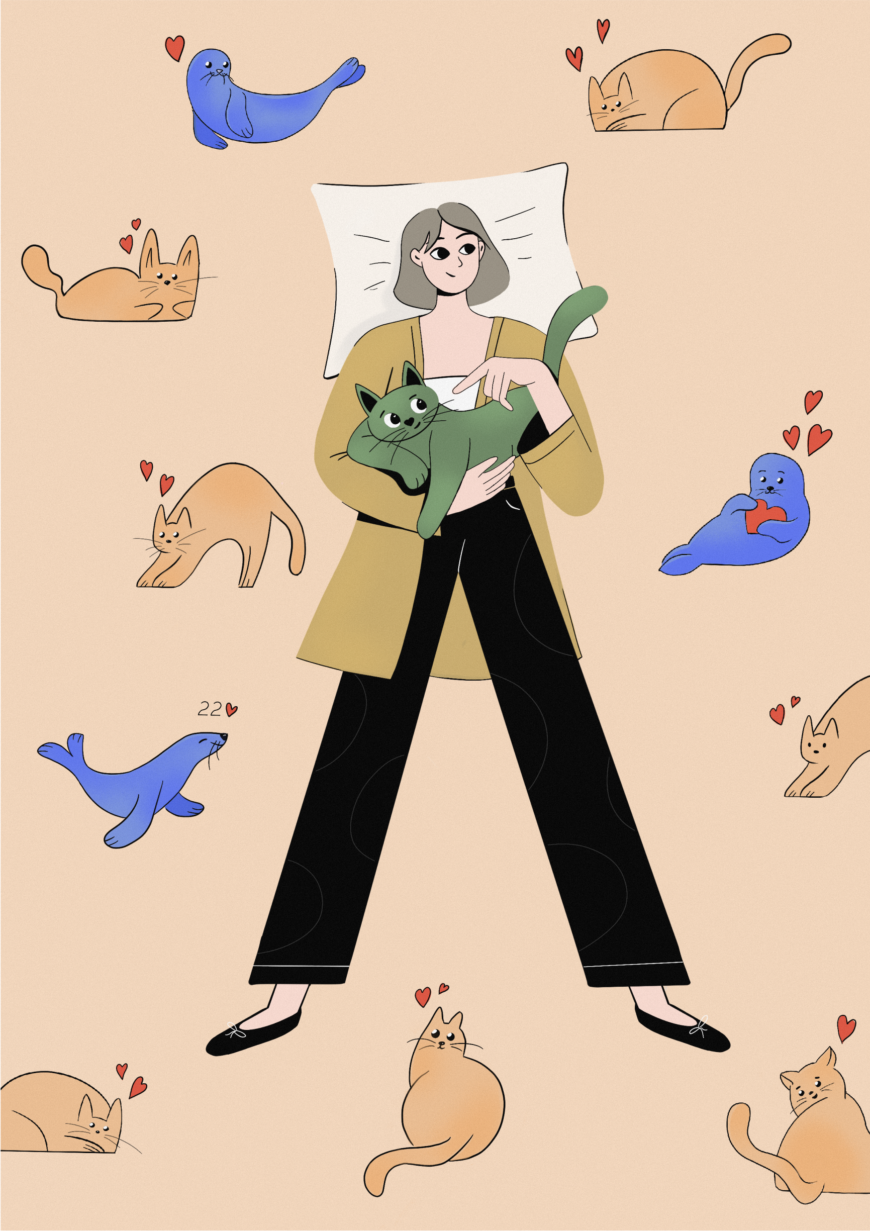 Caaaaats and you branding cat girl logo motion graphics people ui