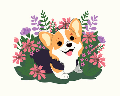 Cute Сorgi cartoon cartoon character character corgi design flat flat illustration graphic design illustration puppy