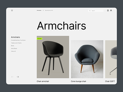 Armchairs modern design site. UI challenge "UX Mind" concept design furniture minimalism site ui webdesign