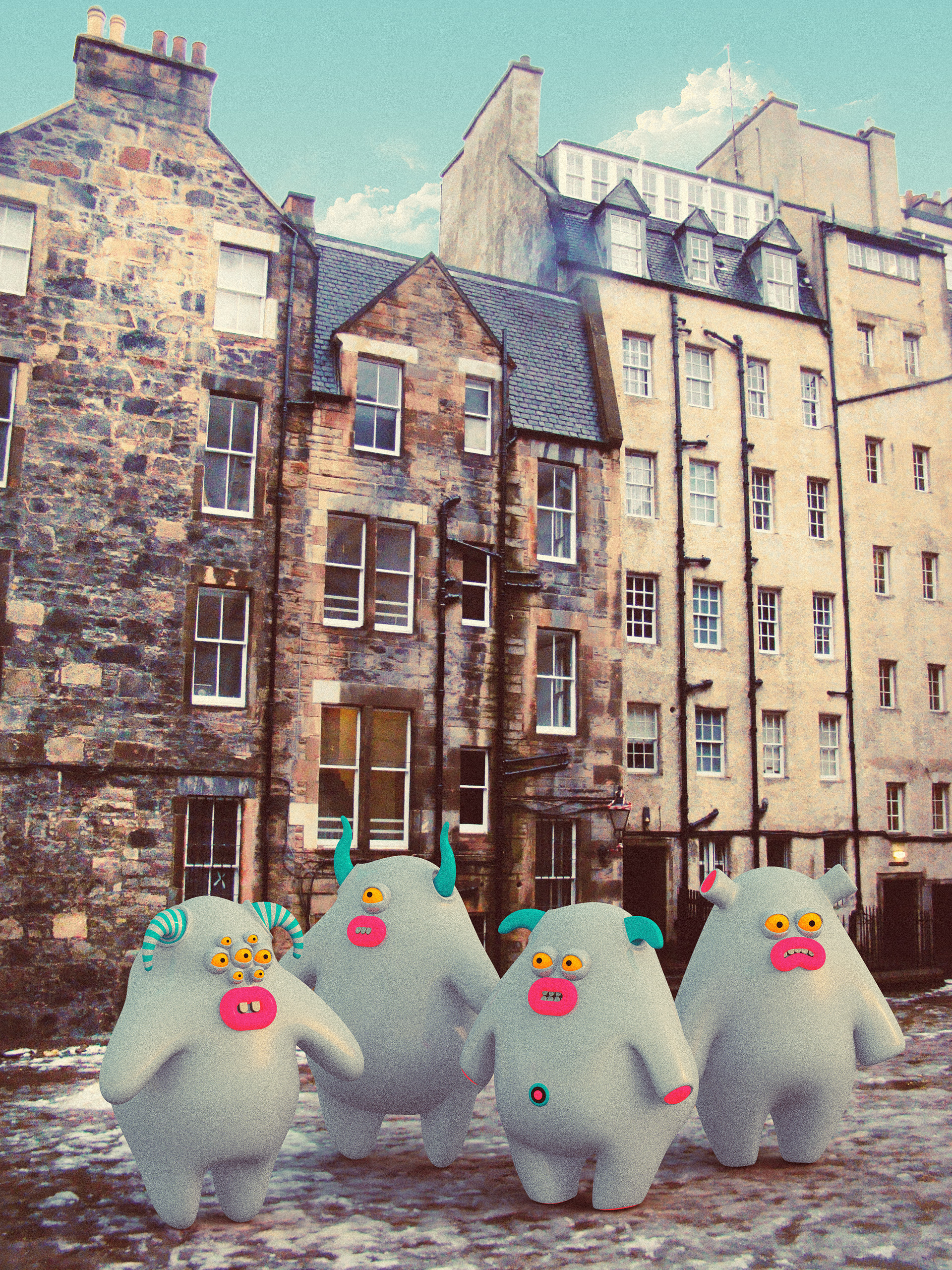 Chonks in the old city 3d character creatures design illustration illustrations monsters