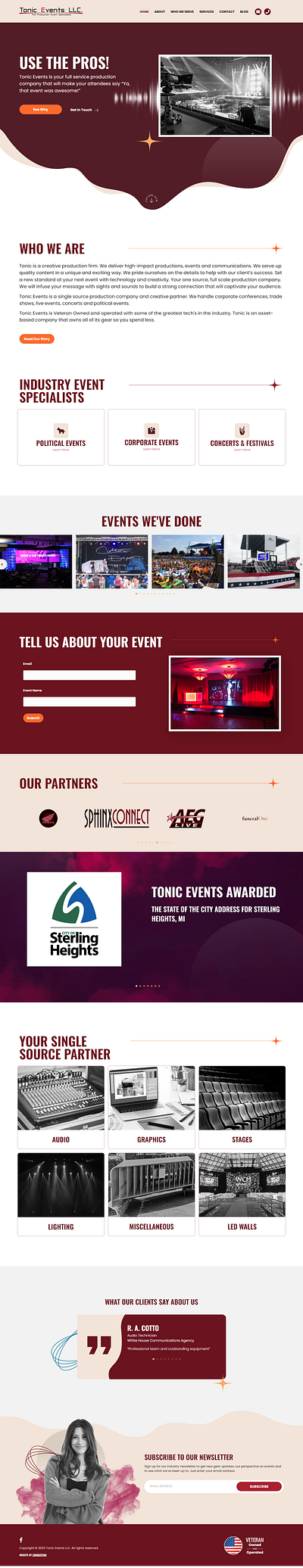 Tonic Events Website Redesign branding design ui