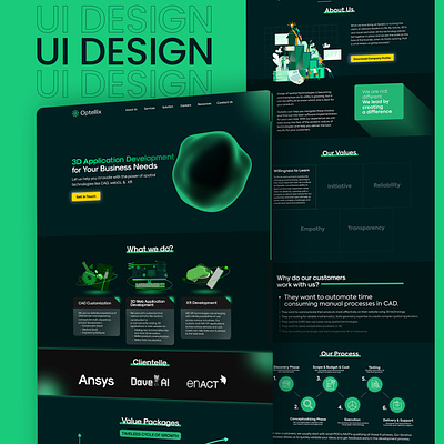 Optellix - UI Design Project agency arvr augmented reality blob company information corporate crafx cutting edge design agency green neon optellix tech technology ui ui design ux uxui