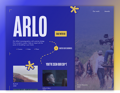 Arlo Works Website accessible aesthetic brutalism business cinema cinematography company design minimalist ui video website
