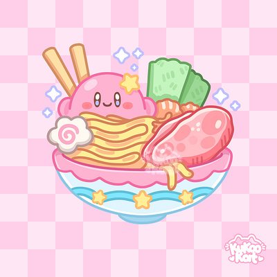 Kirby Ramen aesthetic character cute cute illustration fanart ilustration kawaii kirby nintendo
