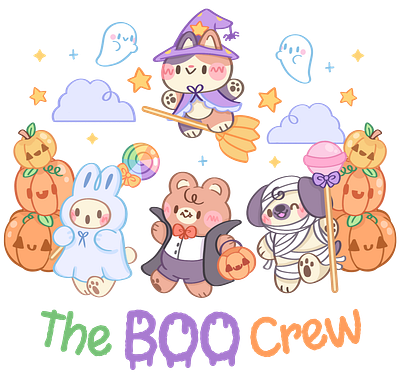 The BOO Crew! apparel design apparel graphics character cute cute animals cute illustration design halloweeen ilustration kawaii