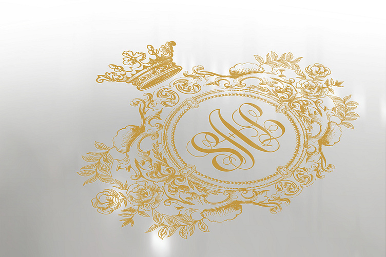 Scroll Frame - wedding monogram emblem logo vector (924612)