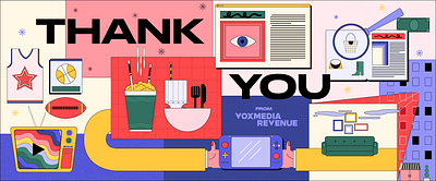 Editorial Thank You from Vox Media Revenue Illustrations article graphics artwork ashlie juarbe branding design graphic design illustration spot illustrations vector