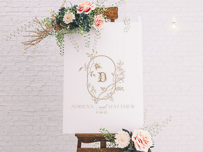 Wedding Monogram with Roses bespoke wedding logo custom monogram custom wedding logo design illustration logo luxury logo luxury wedding logo wedding logo wedding monogram