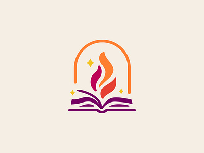Fire + Book branding logo
