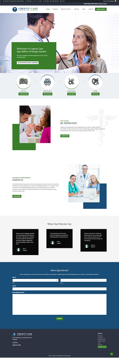 Urgent Care Specialists Website Design design graphic design minimal ui