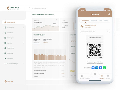 Admin Dashboard for Equestrian club admin admin dashboard app club dashboard equestrian equestrian club mobile app qr qr code ui ux