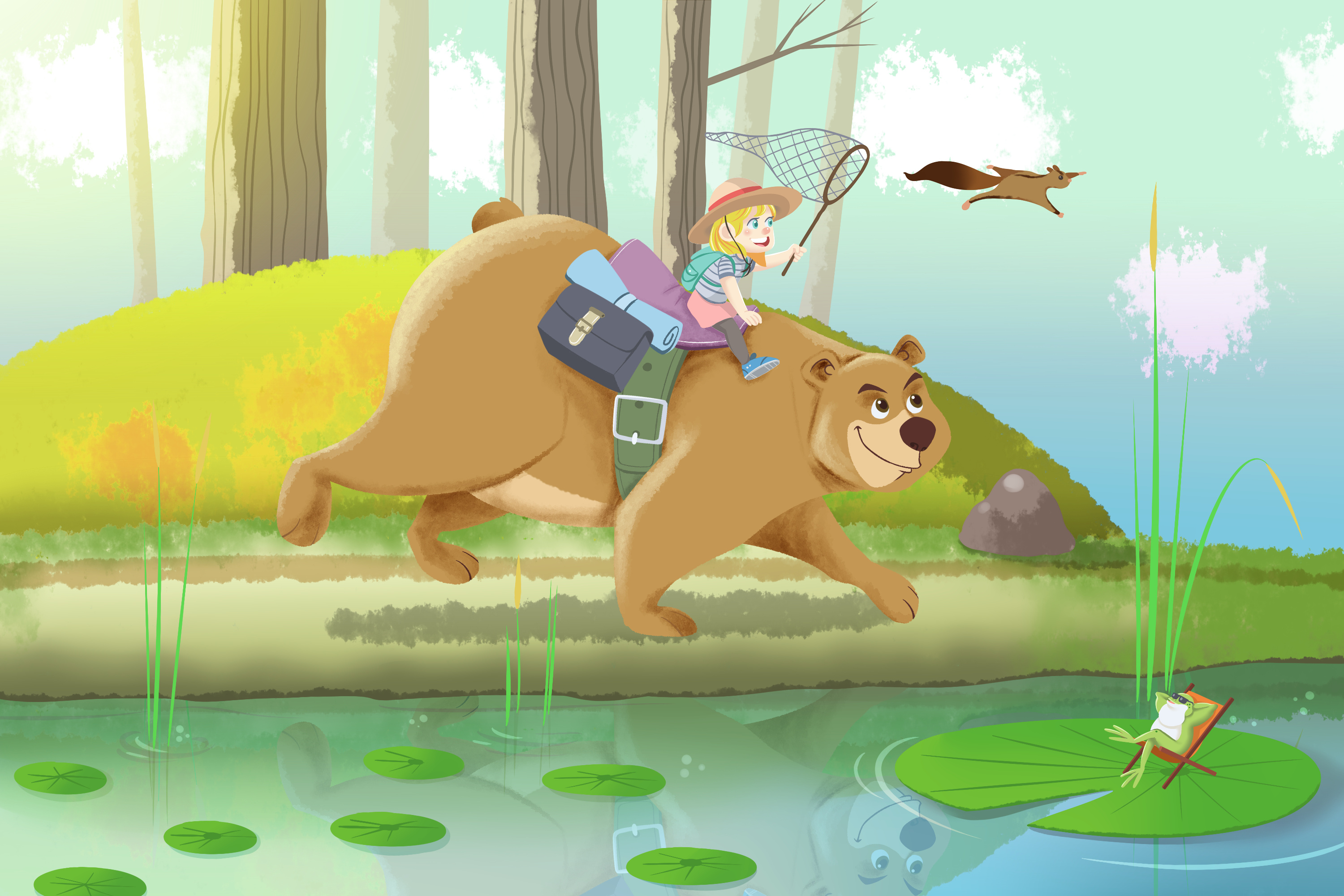 Lala and The Bear animals bear cartoon children colorful design illustration storybook vector