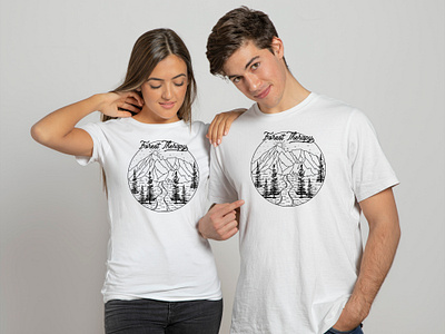 Forest therapy line art t shirt design wild