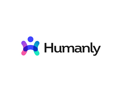 Recruiter Humanly Logo concept branding connection gradient h help hr human icon logo logo design modren monogram people recruiter recruiting recruitment resources saas software support