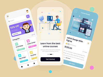 E-learning App Ui Design app app design best app ui best ui creative ui design design e learning e learning app learning mobile modern ui online education popular ui ux webdesign