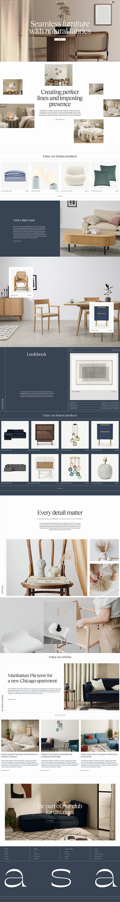 "Nature-Inspired Comfort" : Website Landing Page furniture landing page ui ux website