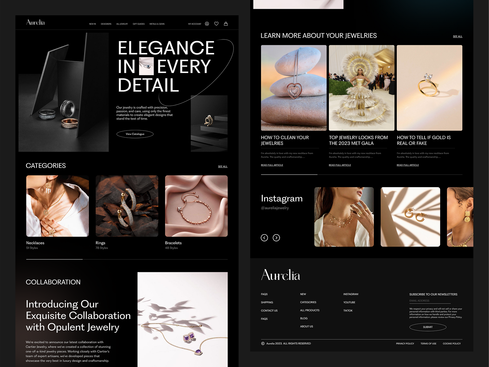 Aurelia Jewelry Luxury site Design by Zared on Dribbble