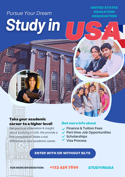 Study in USA- Flyer facebook ad flyer graphic design
