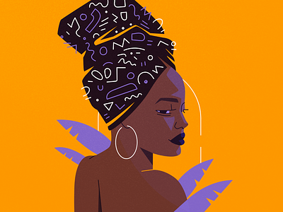 African goddess adobe illustrator africa character design dribbble girl illustration portrait tropics vector woman yellow