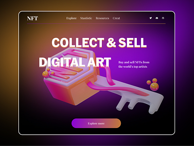 NFT Marketplace Website Design blockchain clean crypto crypto landing page cryptocurrency design digital art hero landing page marketplace minimal neon nft nft app nft marketplace nft mint nft ui nft website page token