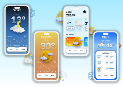 Weather Application UI/UX 3d animation graphic design mobile application ui ux