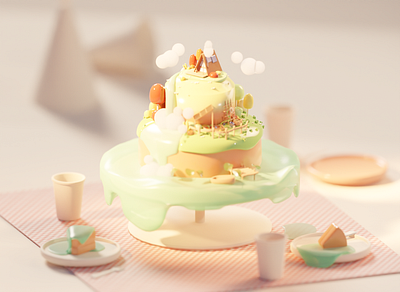 A birthday cake for me 3d illustration