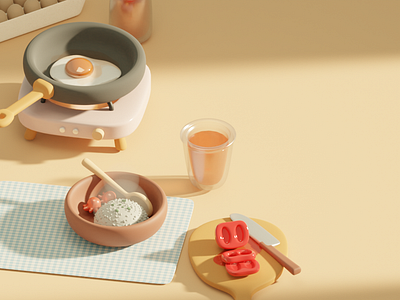 Sunny side up 3d illustration