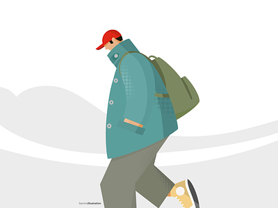 Man going to nowhere alone bag character character design converse digital illustration digital painting flat illustrations green hat illustration illustrator procreat red think thinking walking