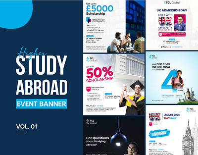 STUDY ABROAD Campaign Banner (Vol: 01) abroad education advertising brand designer education ielts marketing social media study abroad visual identity