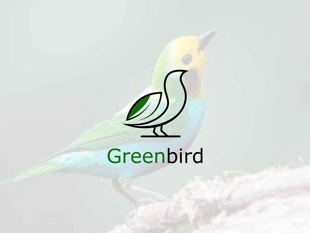GreenBird logo design. Bird line art