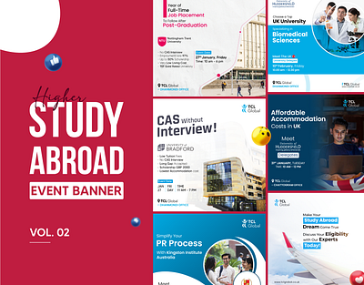 Higher Study Creative Ad Banner (Vol: 02) abroad education advertising education gre ielts social media study abroad visual identity