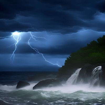 Stormy Ocean Motion editing graphic design image manipulation moon nature night ocean photoshop real storm tides waves winds windy