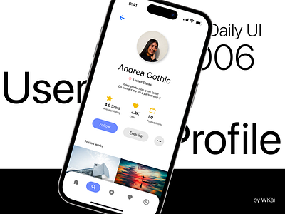 Daily UI :: 006. User Profile. app dailyui ui ux