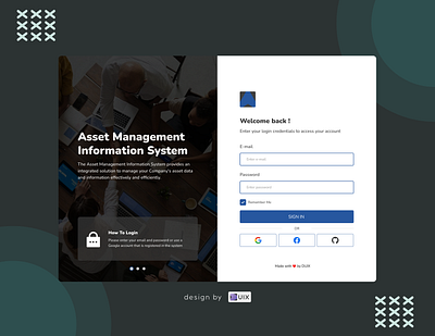 Login page - Asset management information system design figma graphic design login ui ux web web app web design