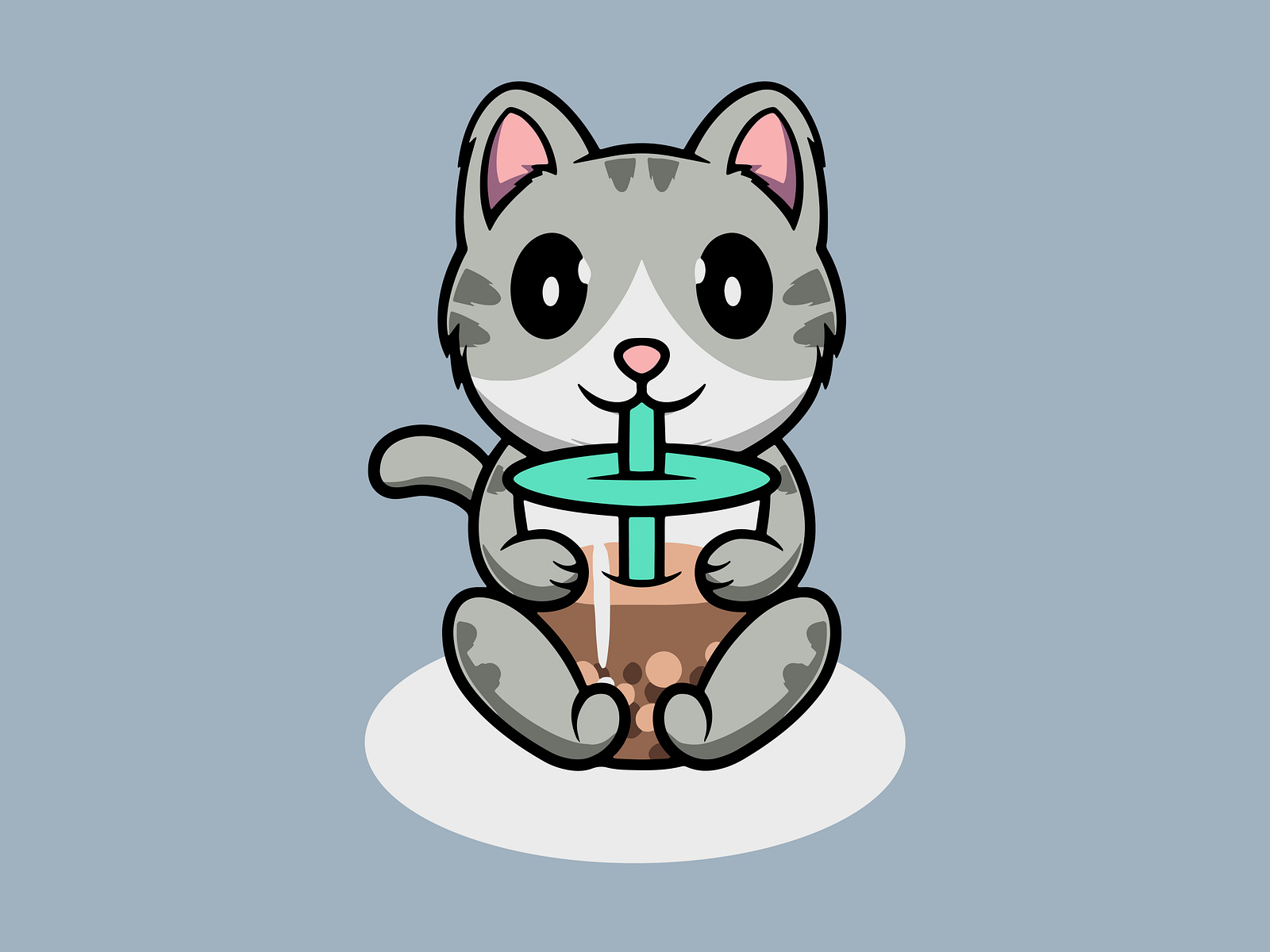 Cute Kitten enjoying Boba tea by Cubbone on Dribbble