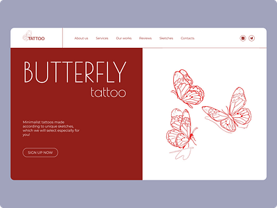 Butterfly tattoo. Fictional Project branding design ui ux